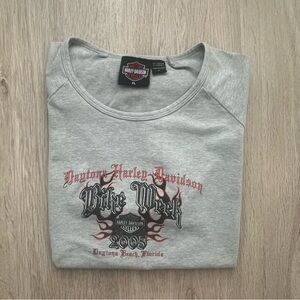 Vintage Y2K Harley-Davidson Women’s Crop Top XL Gray Glitter Daytona Bike Week F
